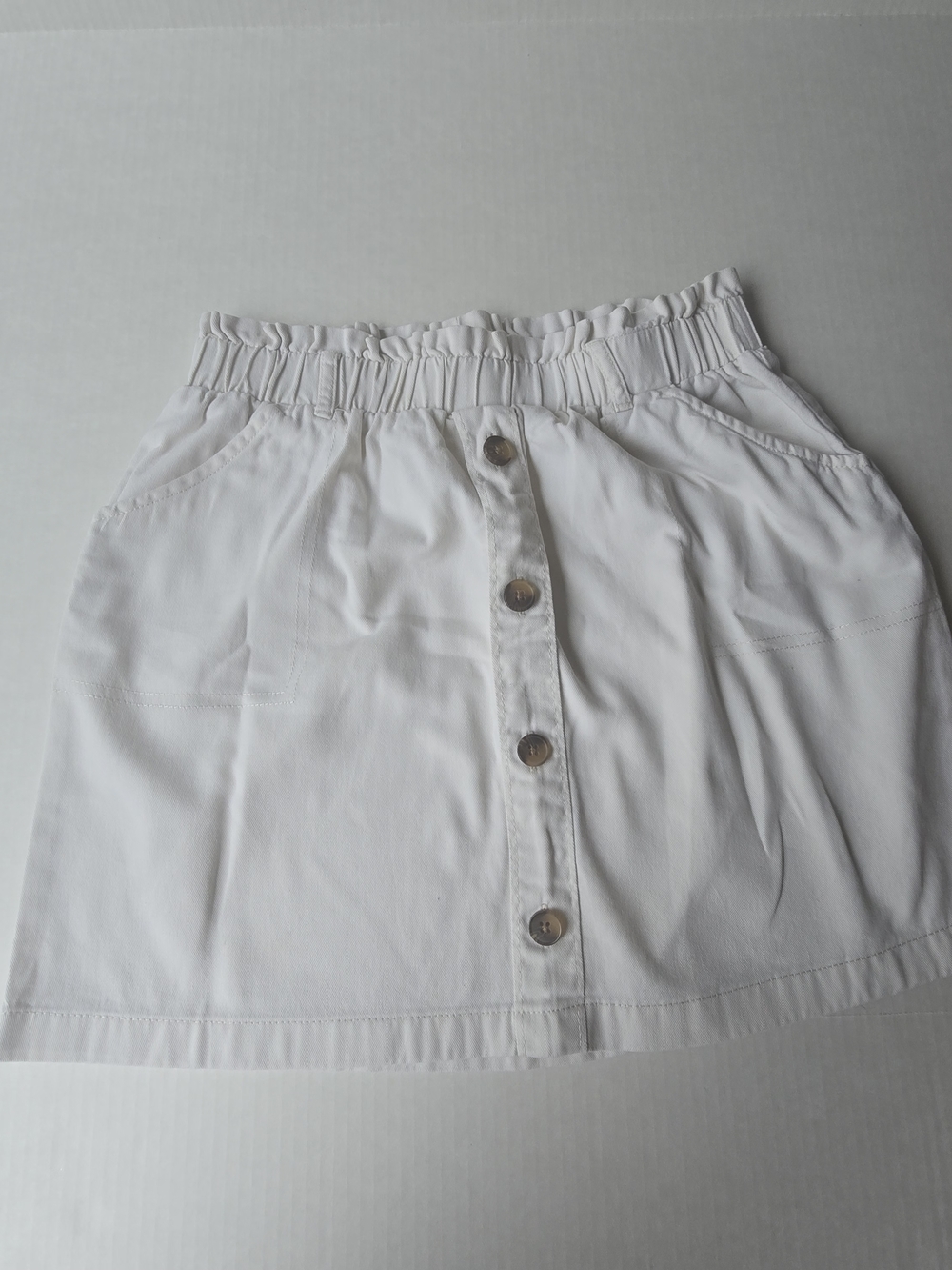 OshKosh B'gosh OFF White Button-Front Elastic Waist Mini Skirt